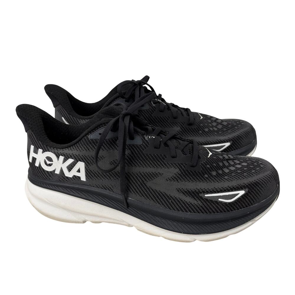 Hoka One One Clifton 9 Shoes Men’s Size 13 D  Black White Running